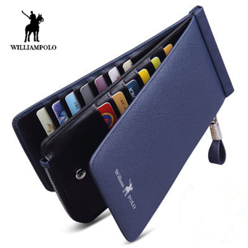 Williampolo Luxury Leather Multi-functional Men’s Clutch Wallets Black